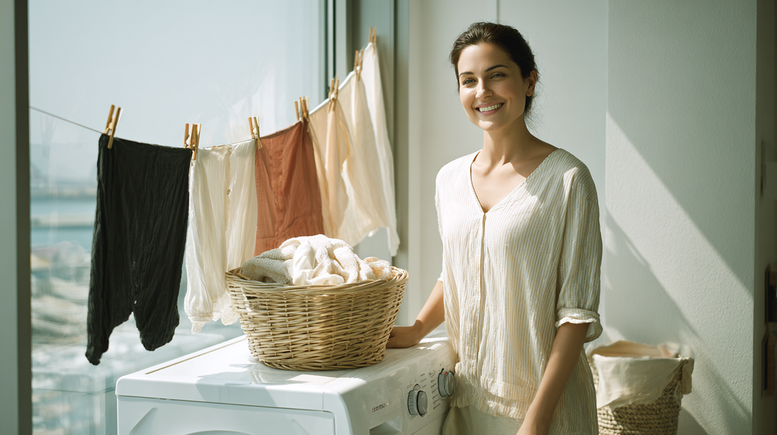 A Indian women washing clothes