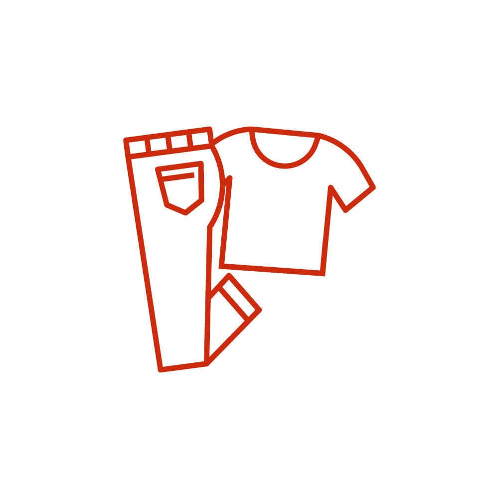 Icon of folded clothes showing capsule wardrobe philosophy with organic cotton tee and sustainable t-shirts by 2512 – Pacchis Barah.